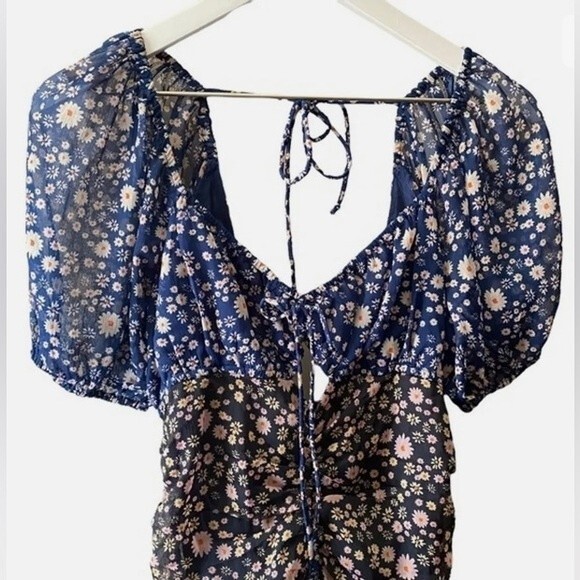 NWT $158 Free People Ditsy Floral Tessa Mini Dress in Night Combo XS - Picture 4 of 4
